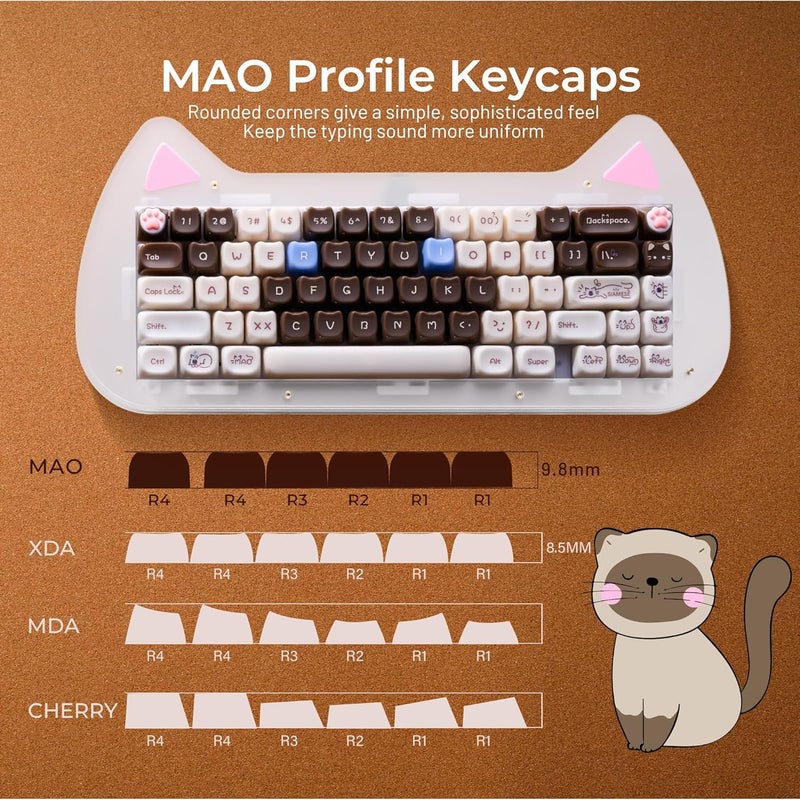 HITIME x XVX Jelly Keycaps - Cute Jade Keycaps, Siamese Cat Ceramic Keycap 60 65 75 100 Percent, Mao Profile, Custom Keycap 148 Keys Set for 100%, 75%, 65%, 60% Mechanical Keyboard - Image 5